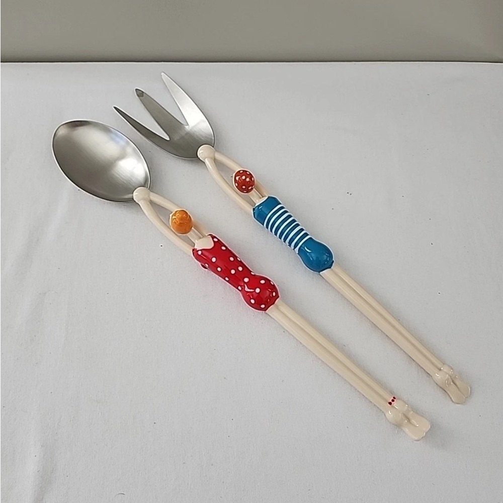 Pylones Of Paris France Swimmers Diving Couple Quelle Salad Server Set Acrobats